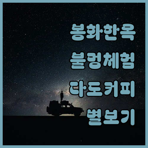 봉화 한옥스테이 예약 가이드 다도 커피 불멍 별보기 체험 정보
