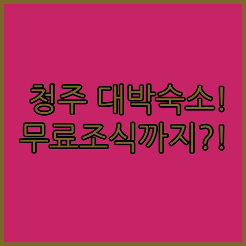 청주 숙소 추천 프라이빗 공간부터 무료 조식 제공하는 곳까지
