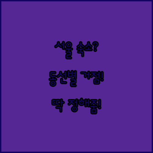 서울 숙소 추천 동선과 여행 목적에 알맞은 거점별 특징