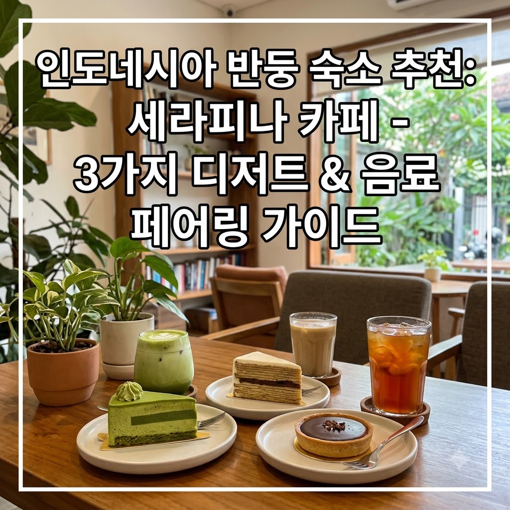 인도네시아 반둥 숙소 추천 세라피나 카페 디저트 3종과 음료 페어링 가이드