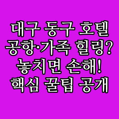 대구 동구 호텔 추천 공항 이용부터 가족 힐링 여행까지