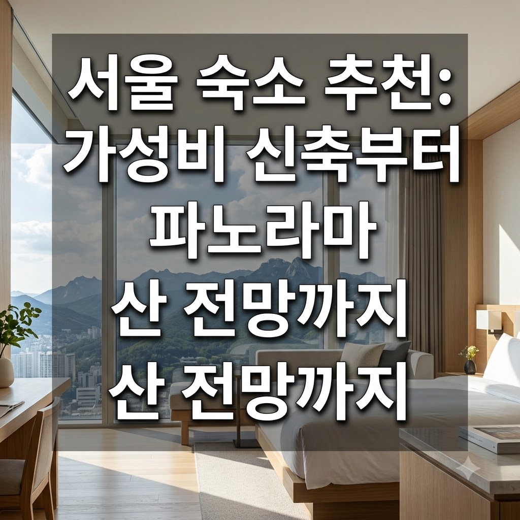 서울 숙소 추천 가성비 좋은 신축부터 탁 트인 마운틴뷰까지